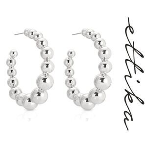 Ettika Bubble Ball Hoop Earrings (Silver)